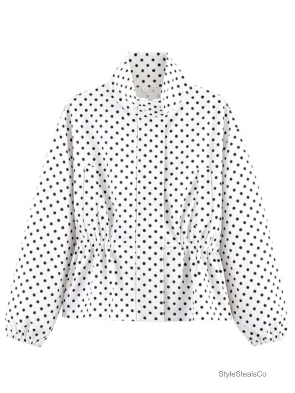 Polka Dot Cropped Jacket Lightweight Windbreaker Zip Up Fall